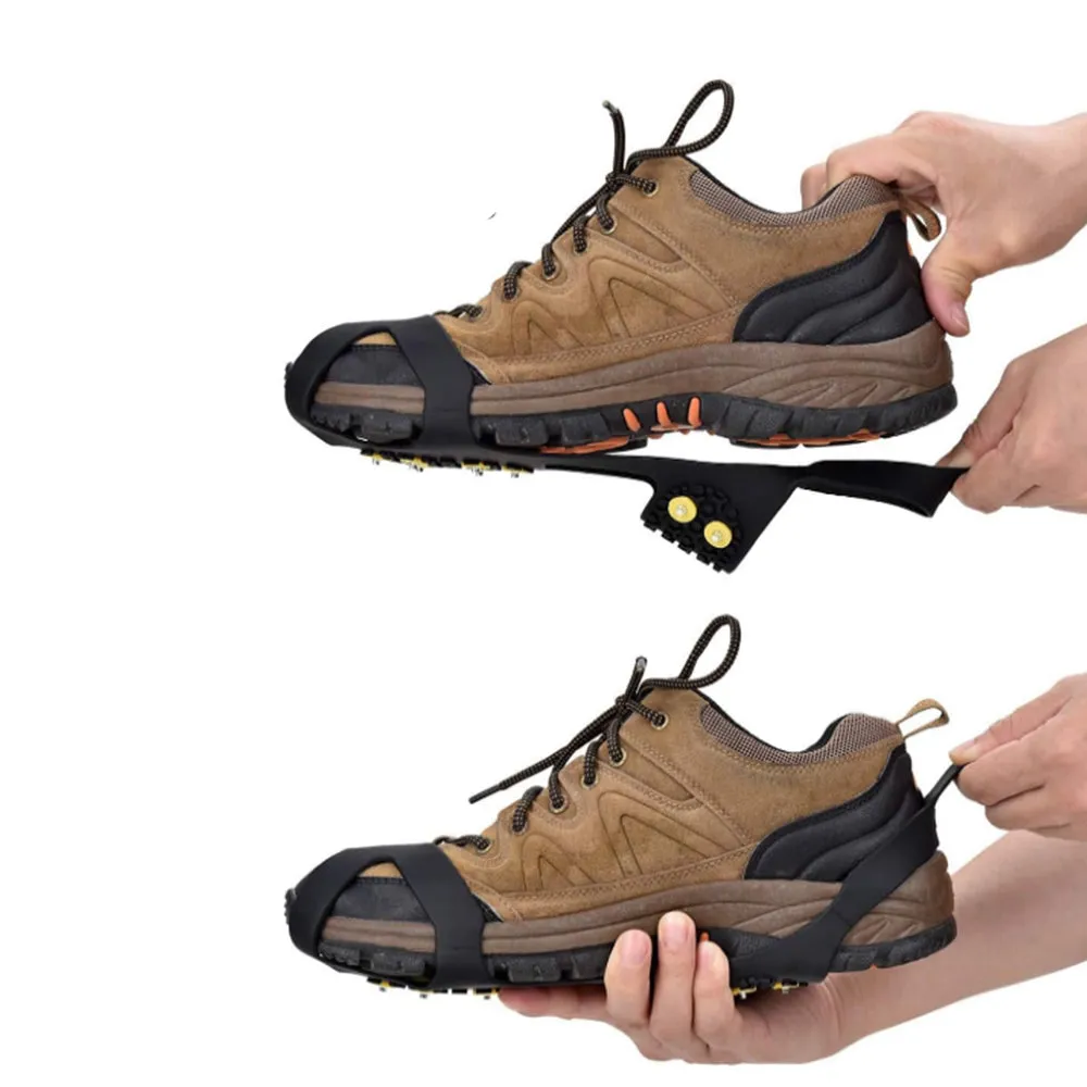 10-Stud Ice Cleats Crampons Anti-Slip Snow Shoe Spikes Grips for Shoes Boots