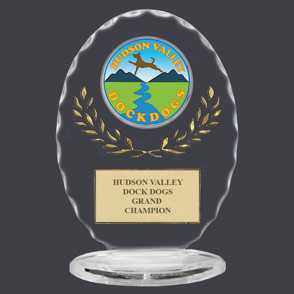 6-3/8" Free Standing Oval Award Trophy With Gold Wreath