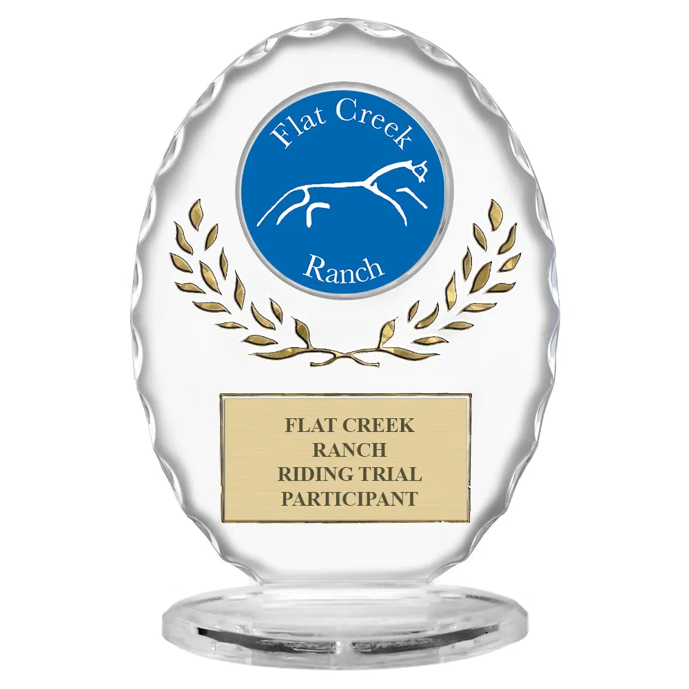 6-3/8" Free Standing Oval Award Trophy With Gold Wreath