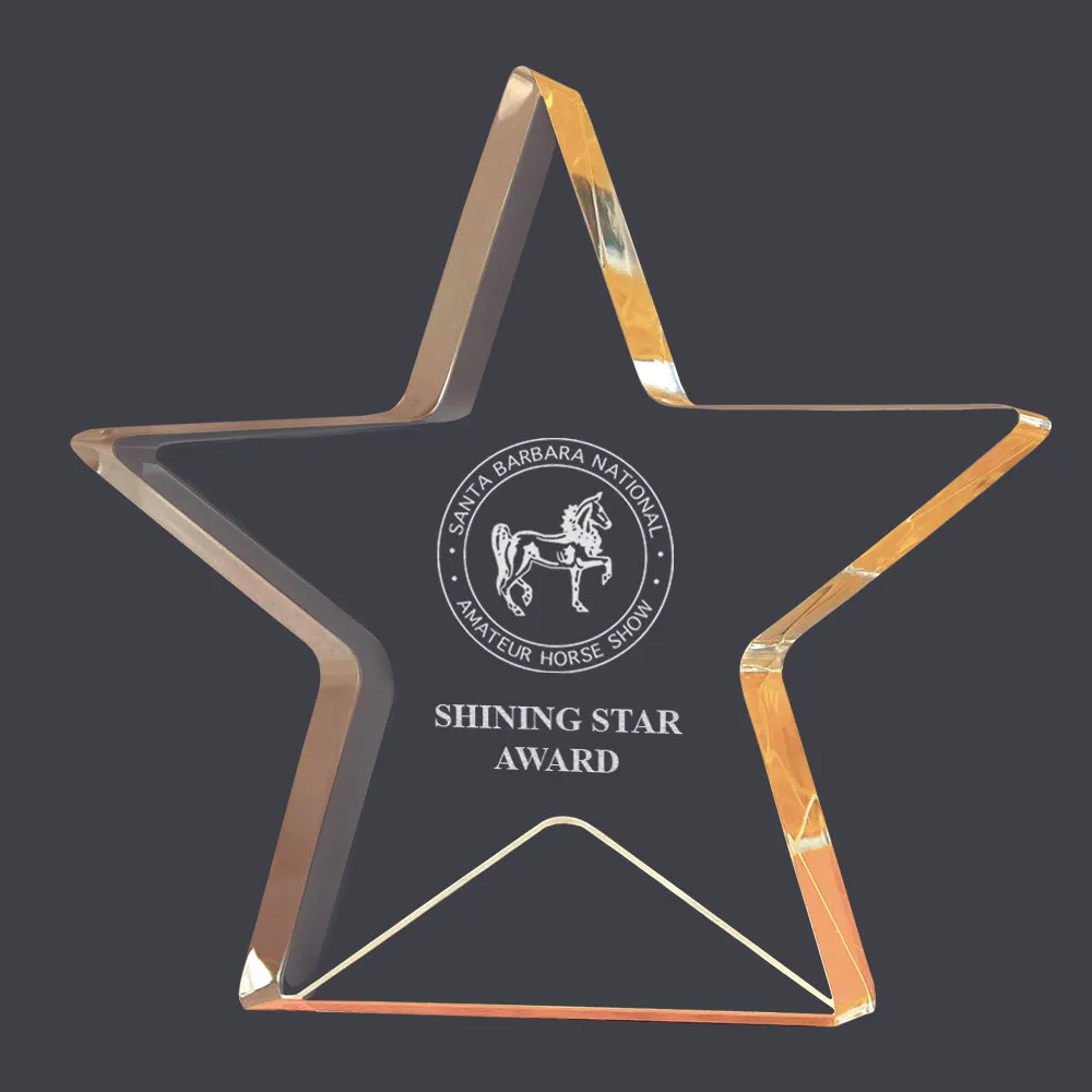 6" Custom Engraved Gold Star Shimmer Acrylic Award