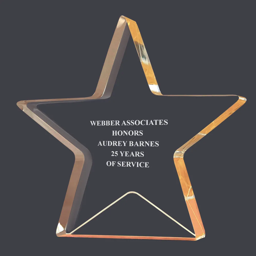 6" Custom Engraved Gold Star Shimmer Acrylic Award