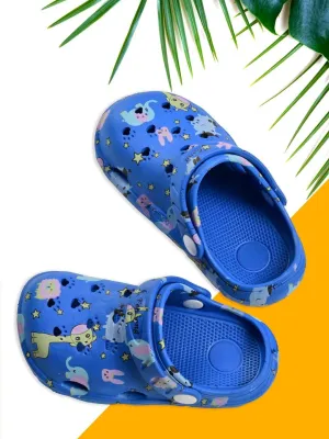 Blue Cartoon Animal-Themed Clogs For Boys