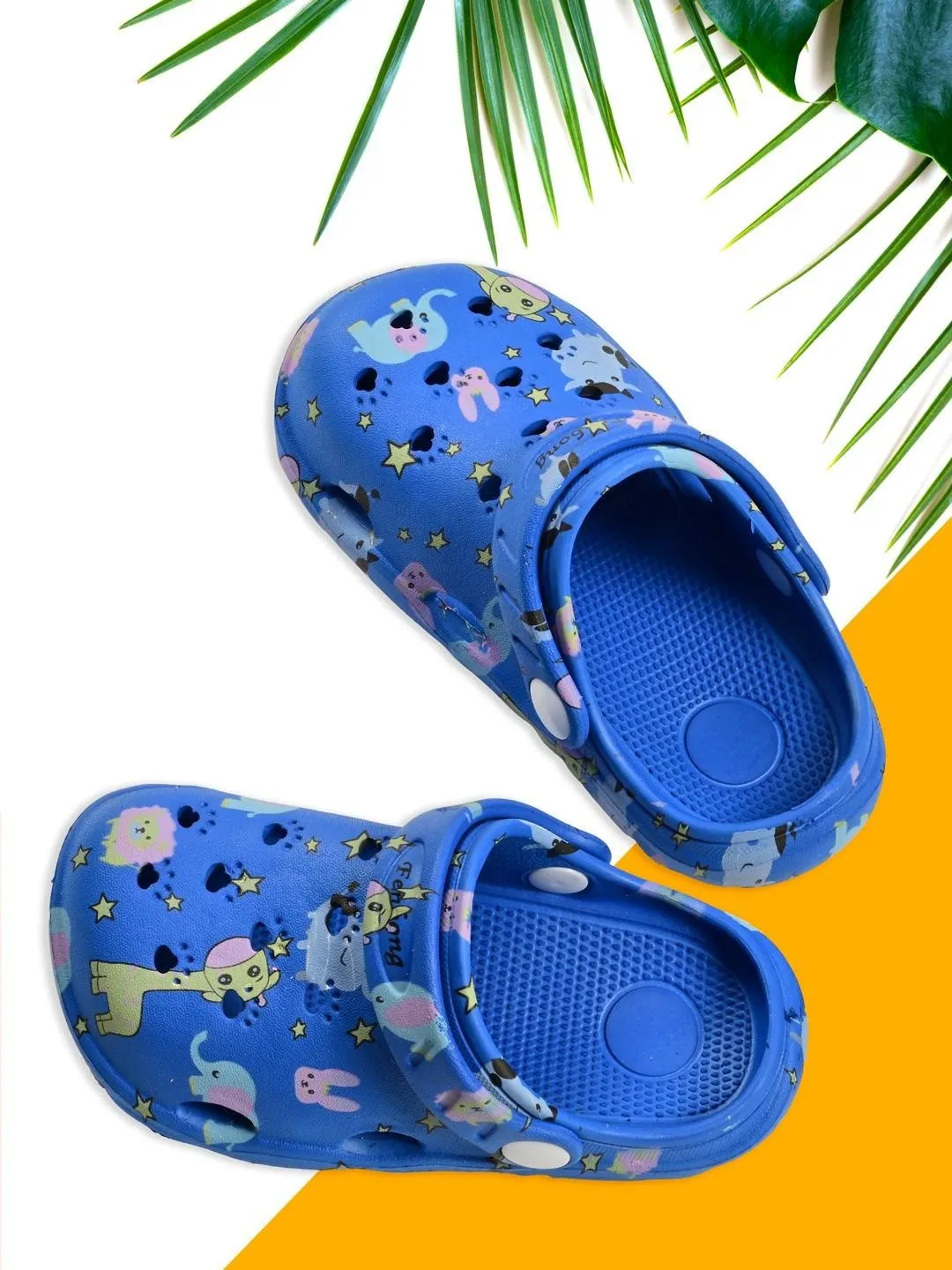 Blue Cartoon Animal-Themed Clogs For Boys