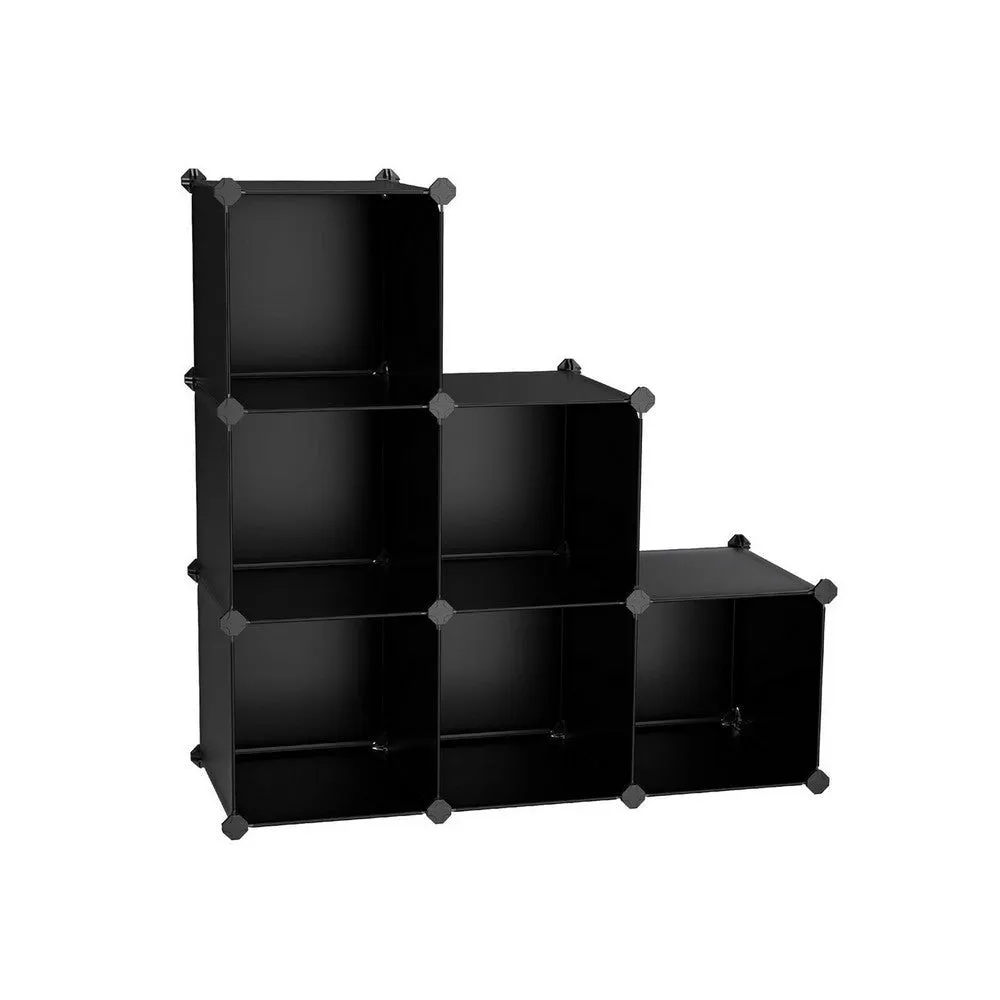 Coki 38 Inch Storage Closet Organizer, 6 Cube Cubbie Shelves, Black Finish By Casagear Home