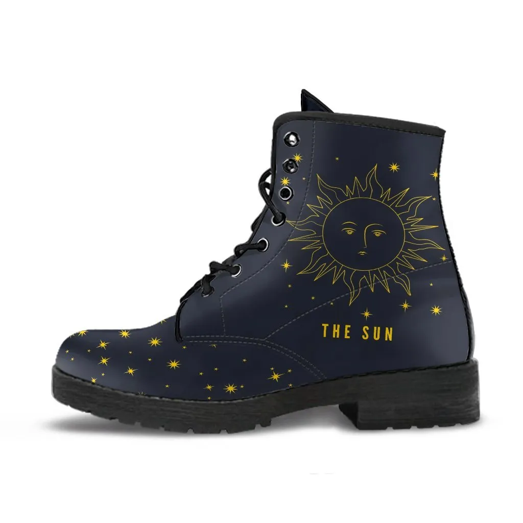 Combat Boots - The Sun | Vegan Leather Lace Up Boots Women, Handmade Lace Up Boots, Women's Boots, Custom Shoes