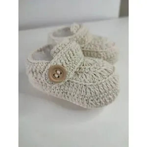 Crochet Baby Booties Cream