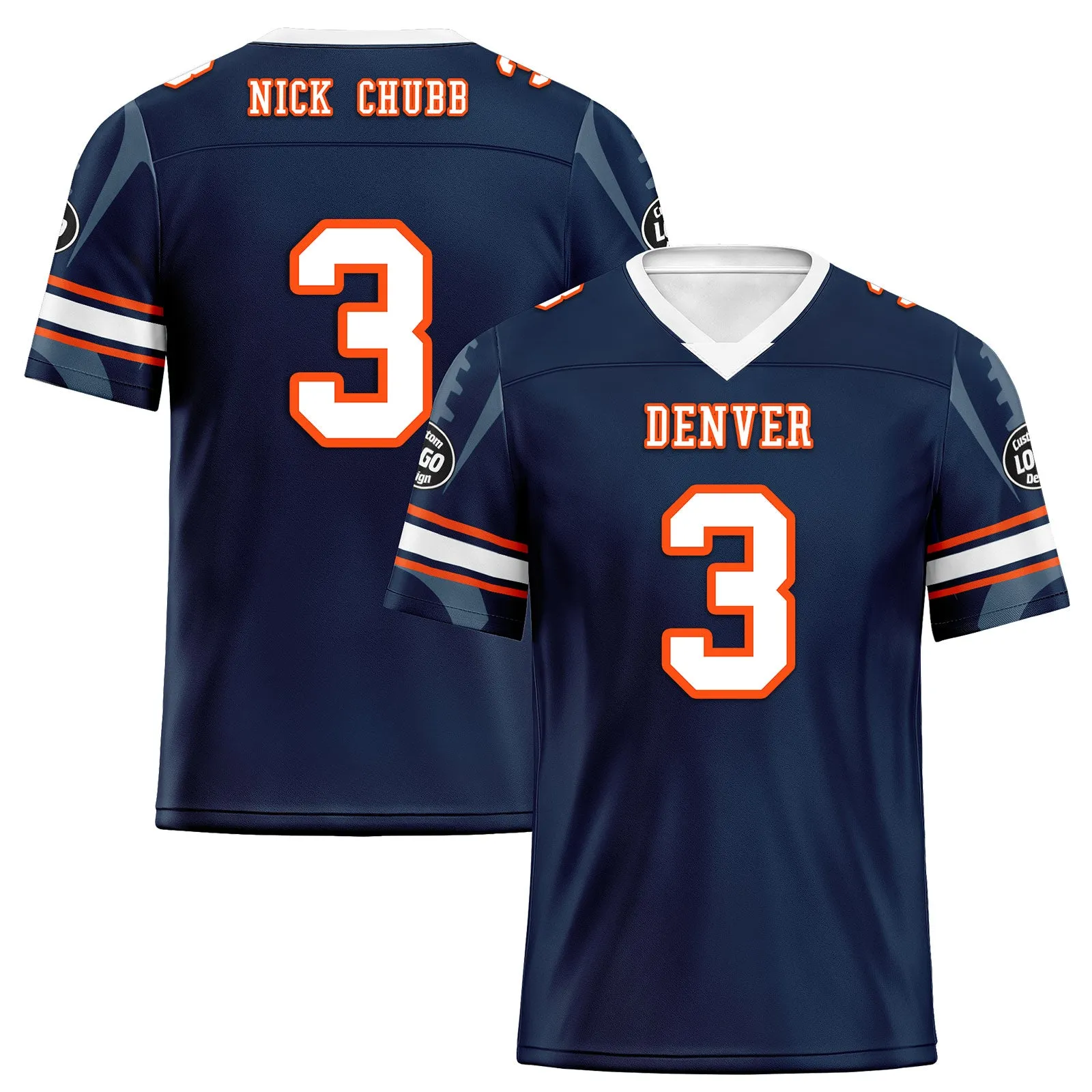 Custom Blue Denver Football Jersey and Sports Shoes Combo Offer Personalized Combo ZH-D025008-12