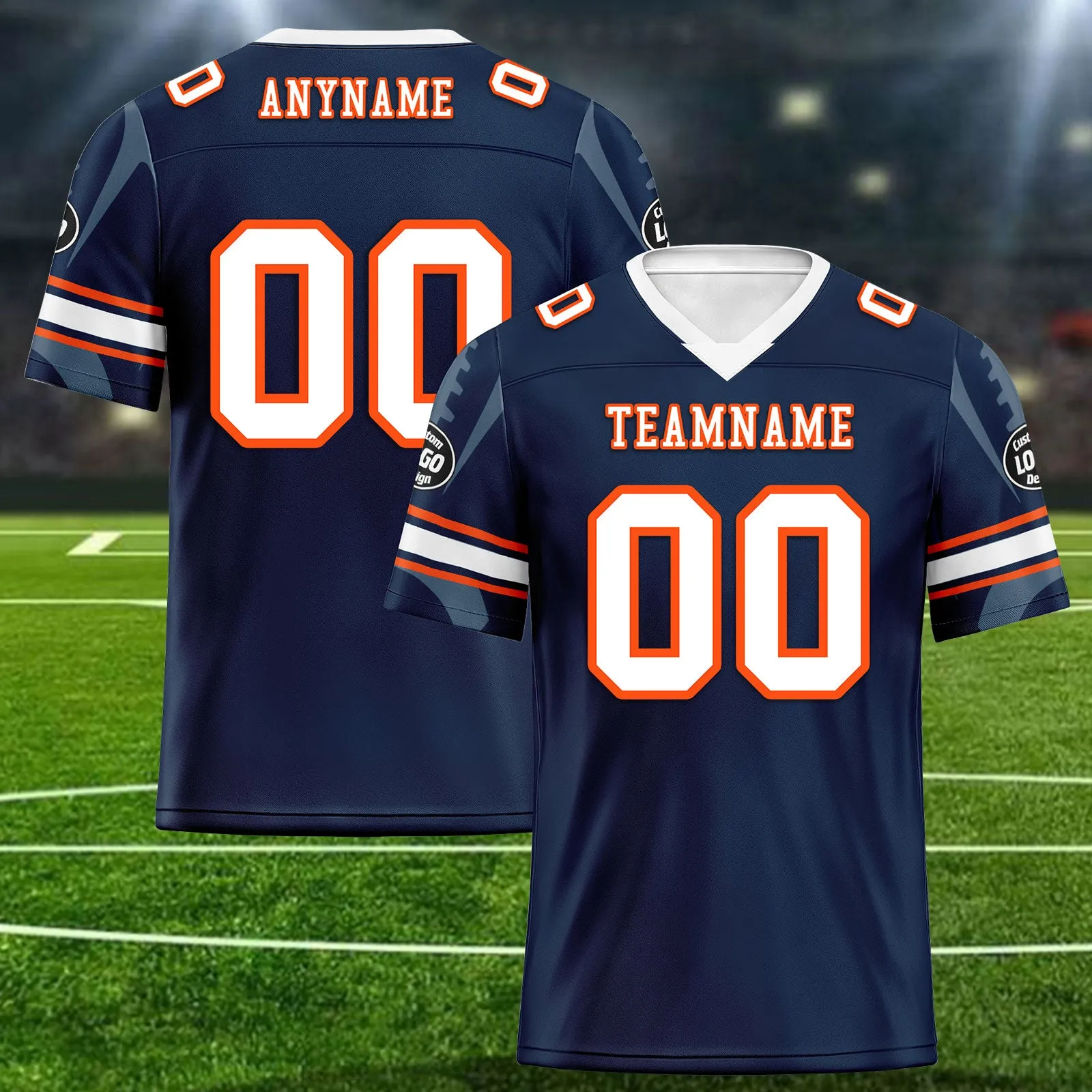 Custom Blue Denver Football Jersey and Sports Shoes Combo Offer Personalized Combo ZH-D025008-12
