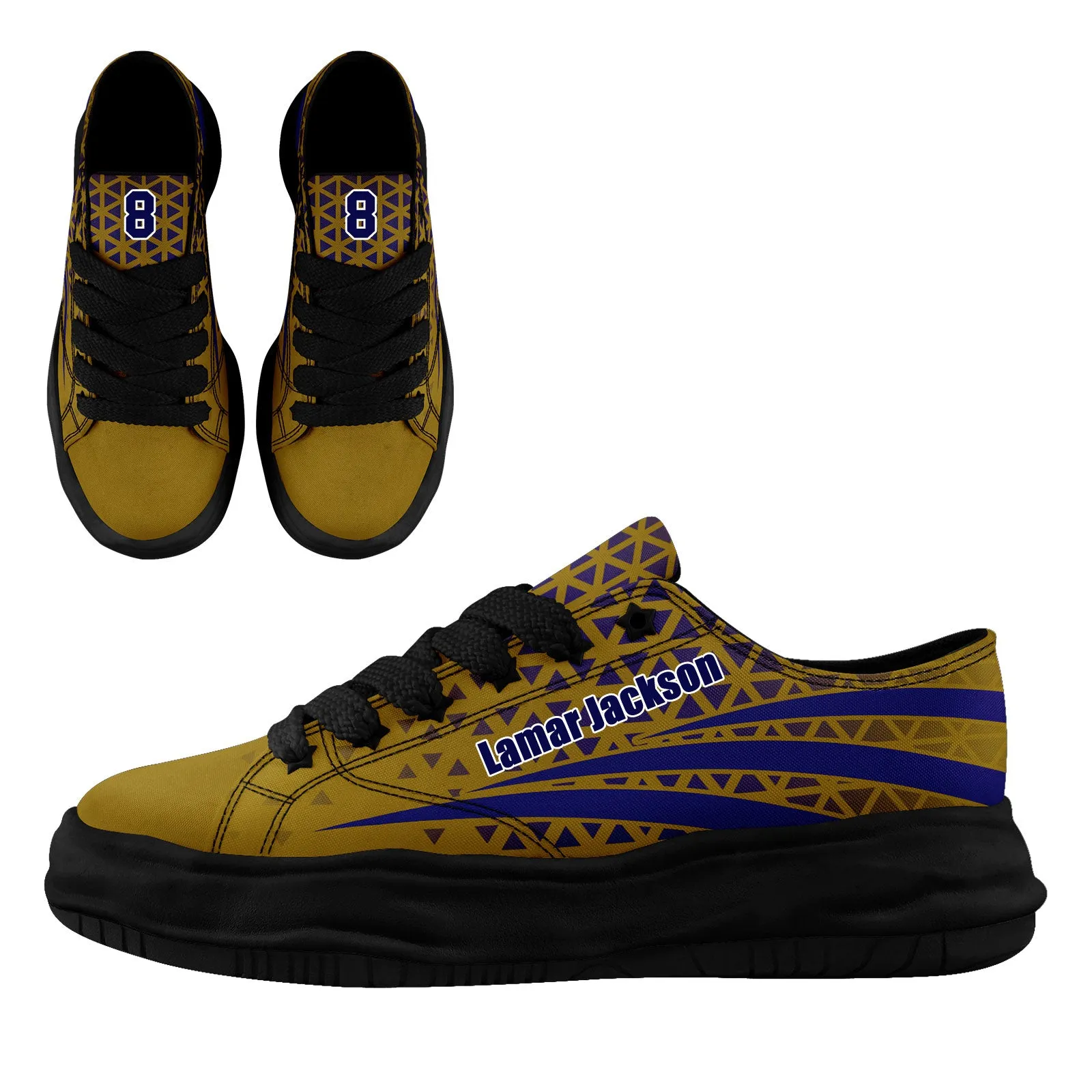 Custom Blue Yellow Maryland Football Jersey and Sports Shoes Combo Offer Personalized Combo ZH-D023031-2