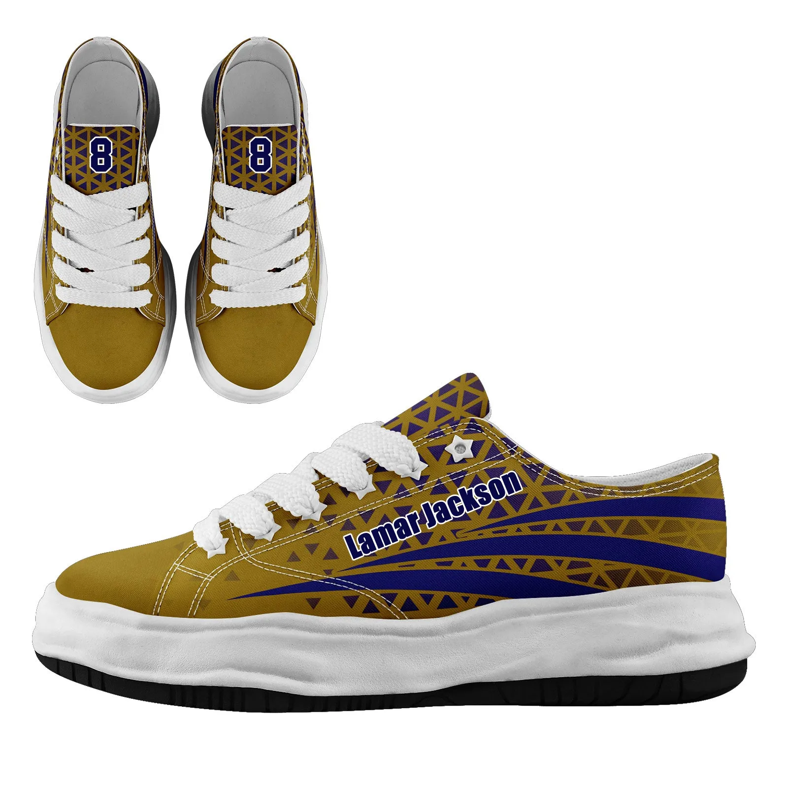 Custom Blue Yellow Maryland Football Jersey and Sports Shoes Combo Offer Personalized Combo ZH-D023031-2