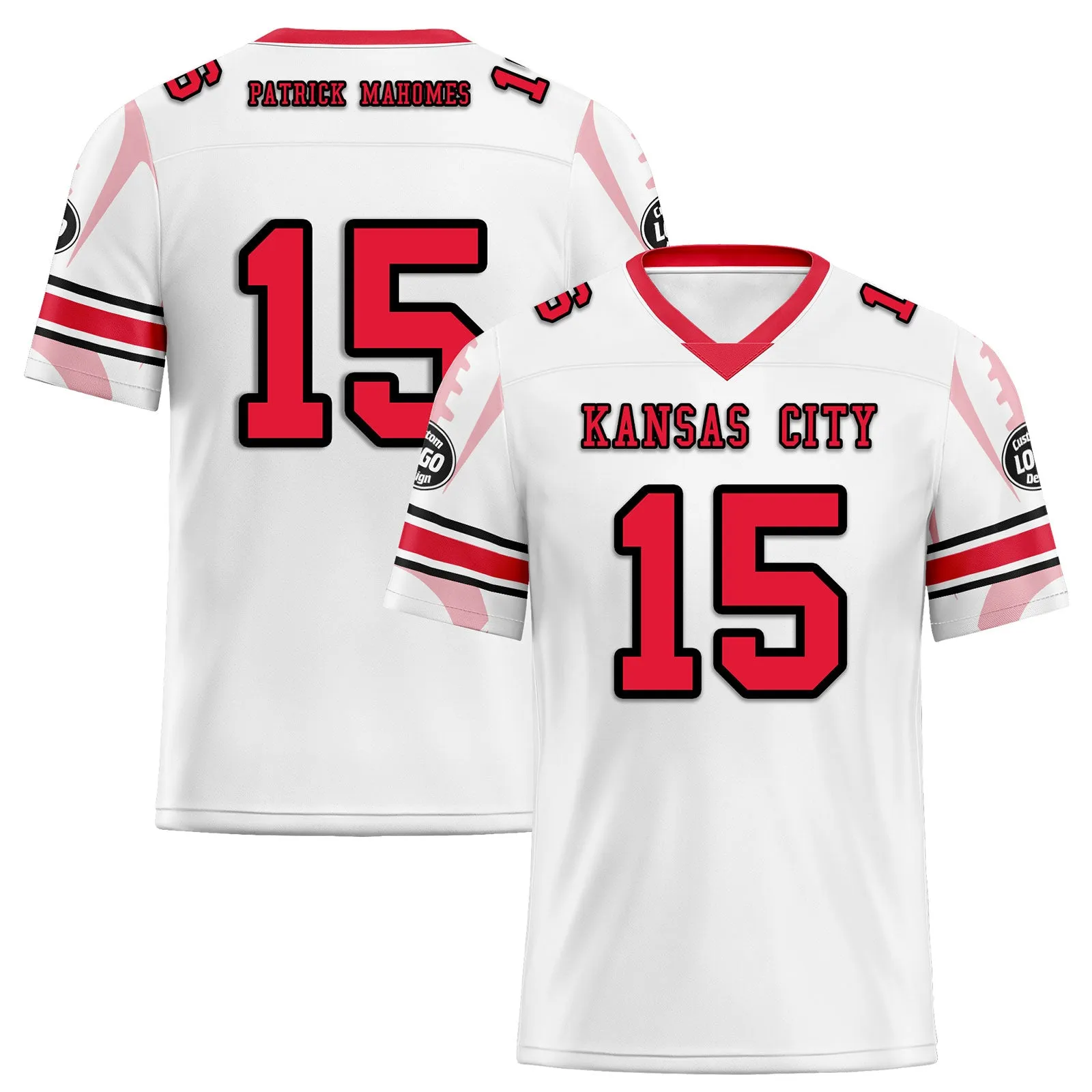 Custom White Red Kansas City Football Jersey and Sports Shoes Combo Offer Personalized Combo ZH-D025008-18