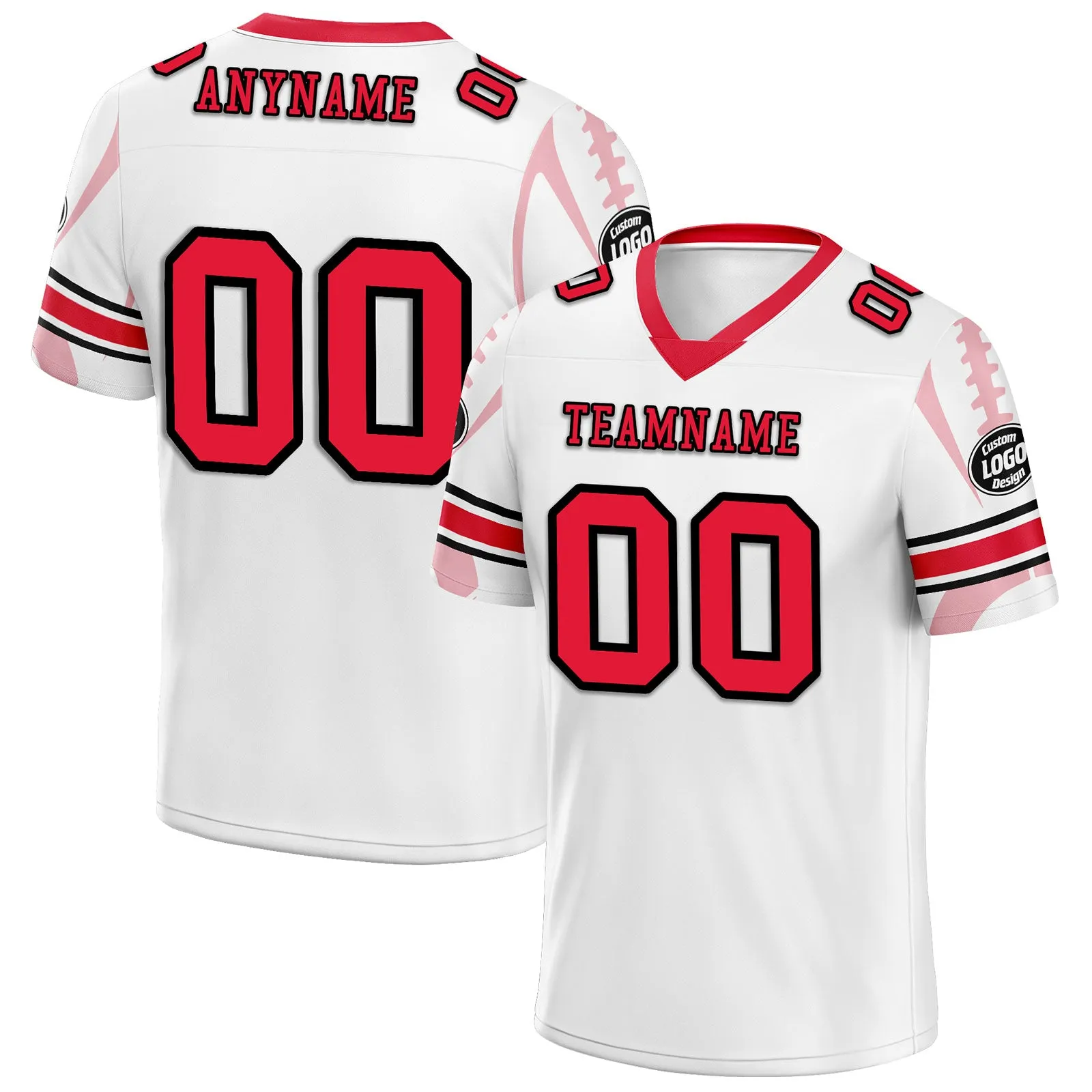 Custom White Red Kansas City Football Jersey and Sports Shoes Combo Offer Personalized Combo ZH-D025008-18