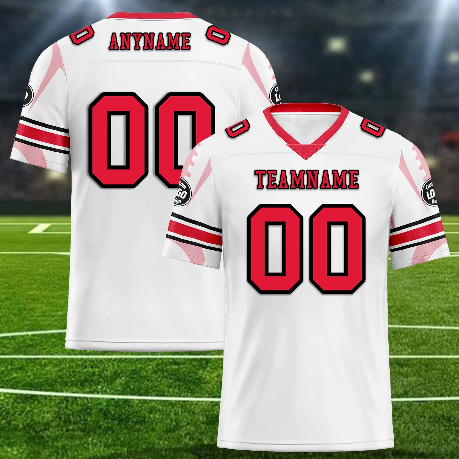 Custom White Red Kansas City Football Jersey and Sports Shoes Combo Offer Personalized Combo ZH-D025008-18