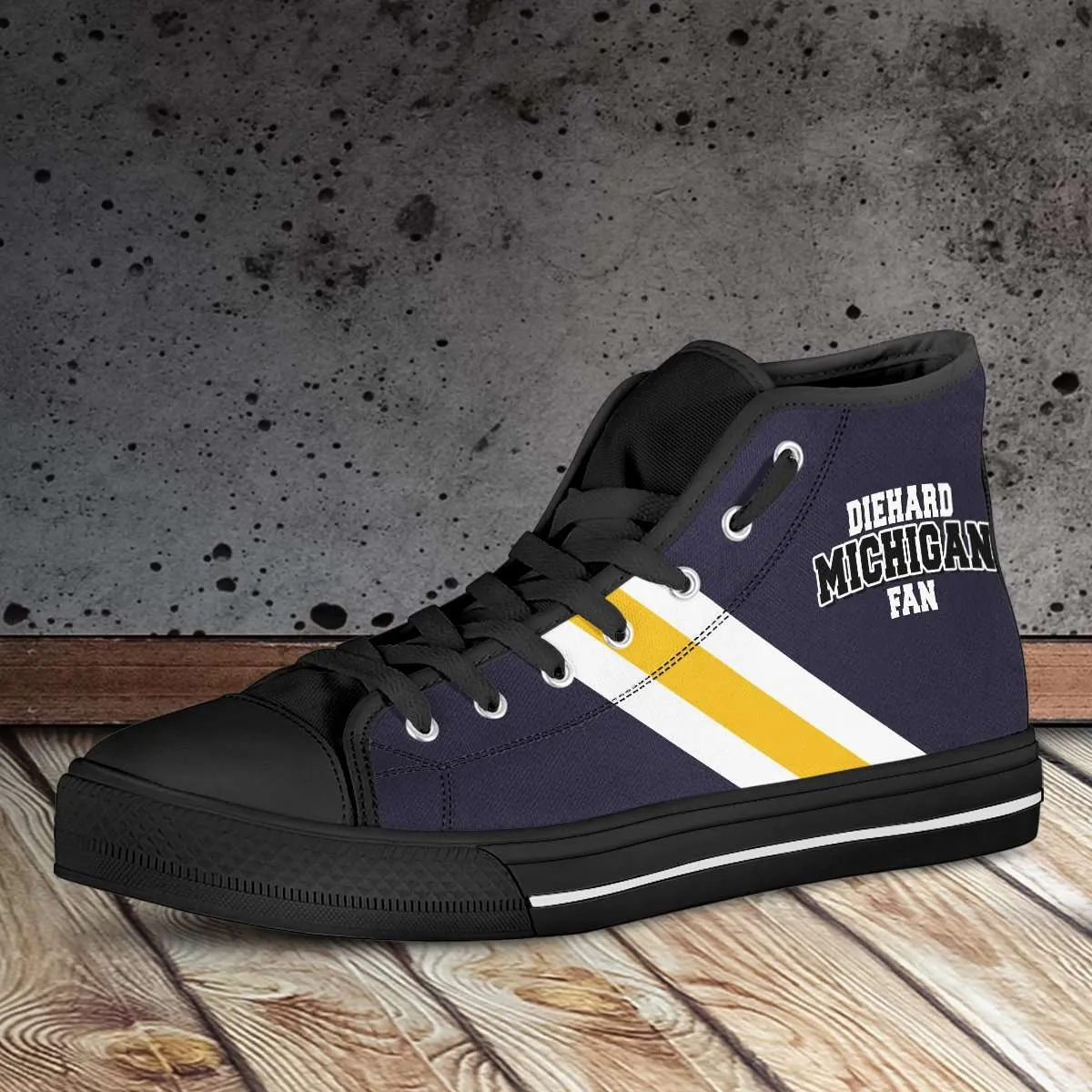 Diehard Michigan Fan Canvas High Top Shoes - Blue and Gold