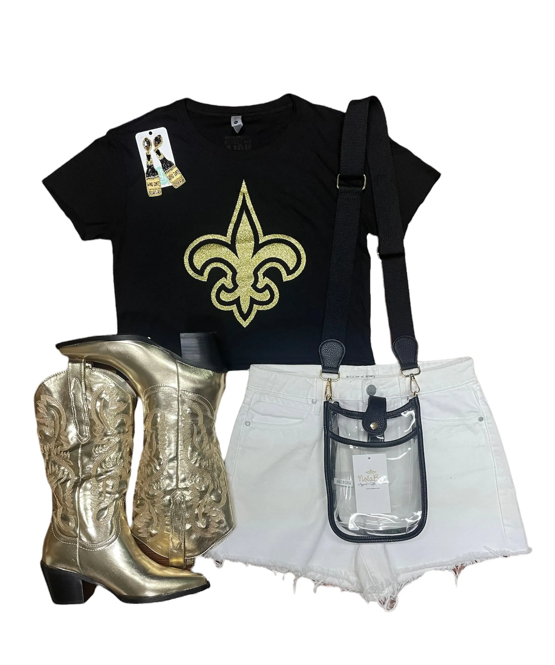 Fleur de Lis Black Crop Top