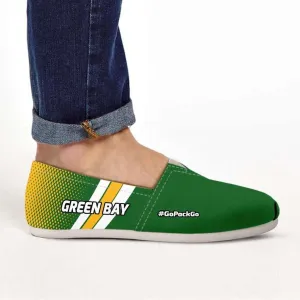 #GoPackGo Green Bay Casual Canvas Slip on Shoes Women's Flats