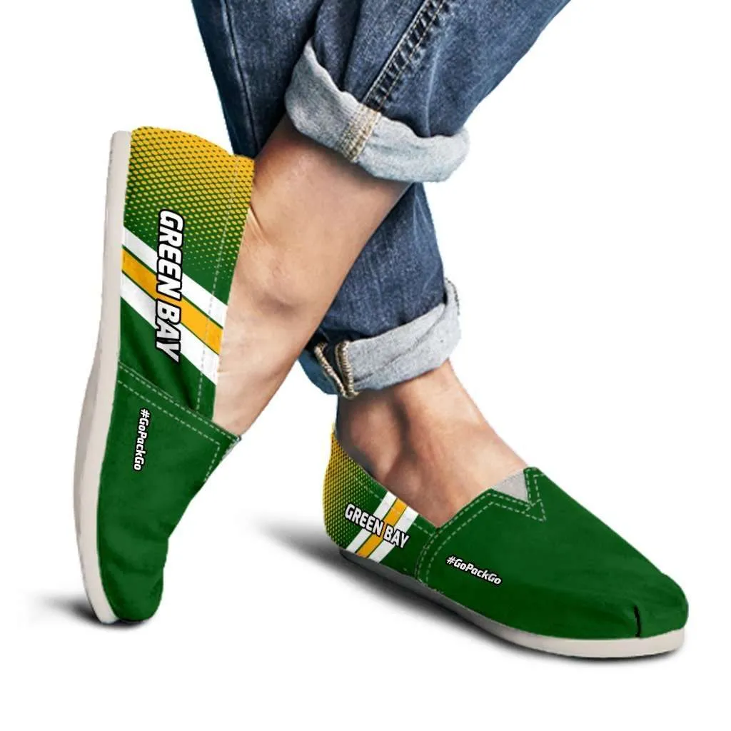 #GoPackGo Green Bay Casual Canvas Slip on Shoes Women's Flats