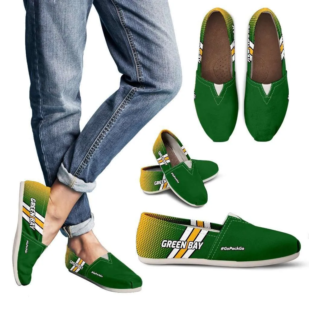 #GoPackGo Green Bay Casual Canvas Slip on Shoes Women's Flats