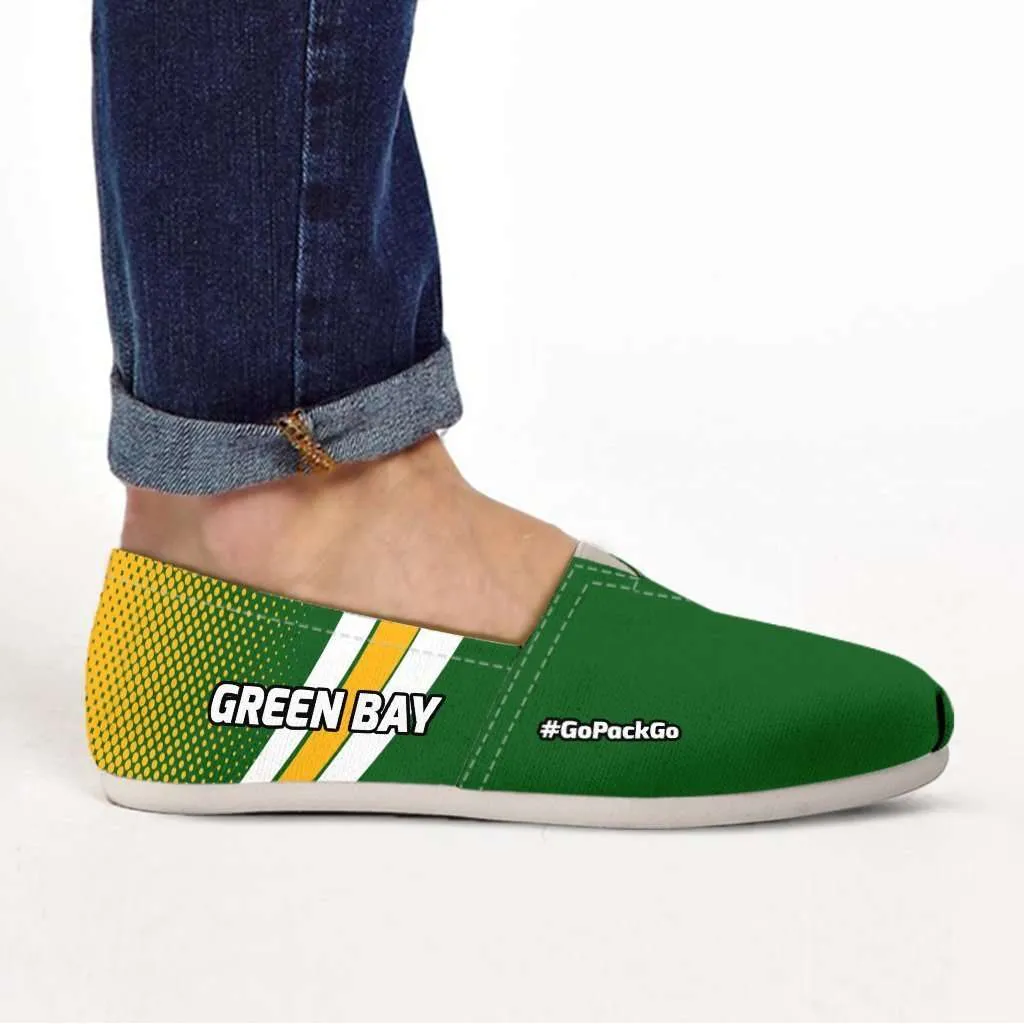 #GoPackGo Green Bay Casual Canvas Slip on Shoes Women's Flats