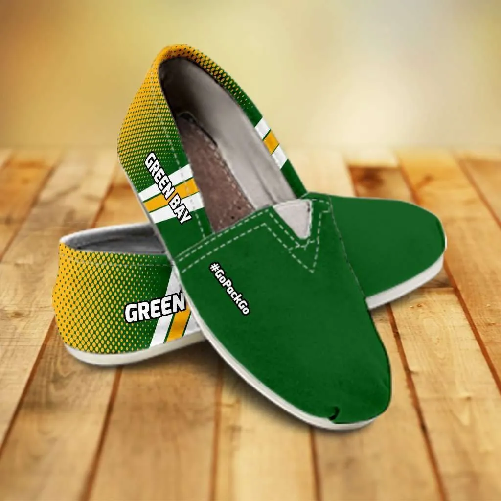 #GoPackGo Green Bay Casual Canvas Slip on Shoes Women's Flats