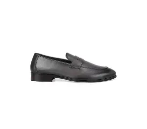 Grey Leather Panel Loafers