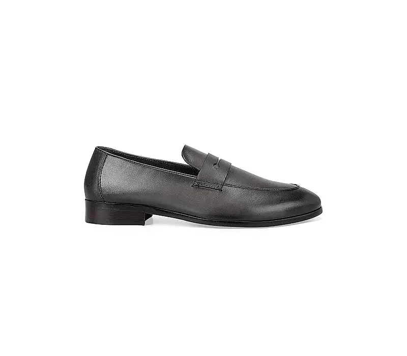 Grey Leather Panel Loafers