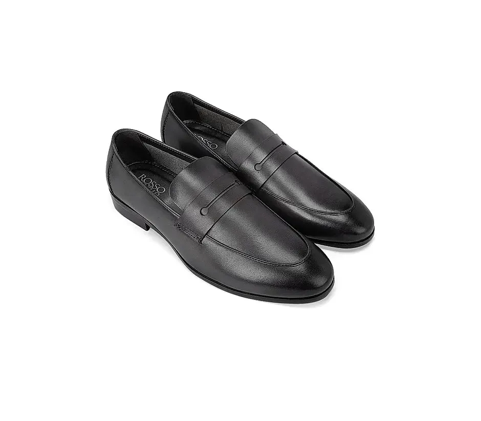 Grey Leather Panel Loafers