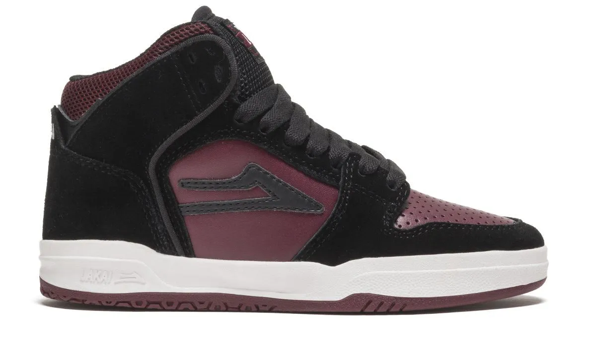 Lakai Telford Kids Skate Shoes - Black / Burgundy