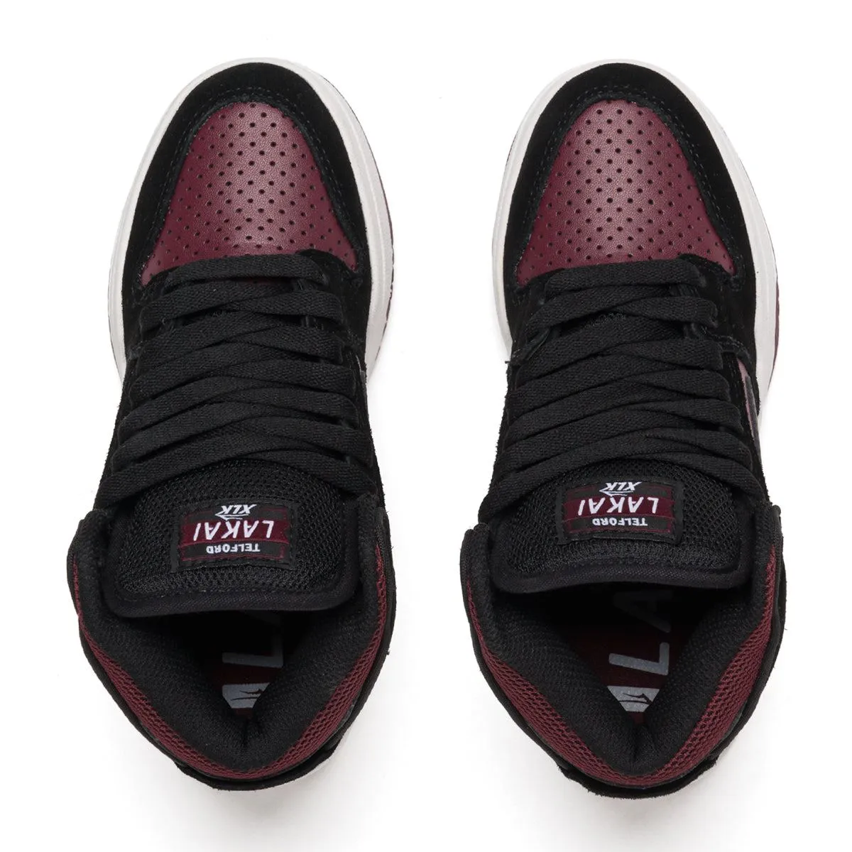 Lakai Telford Kids Skate Shoes - Black / Burgundy