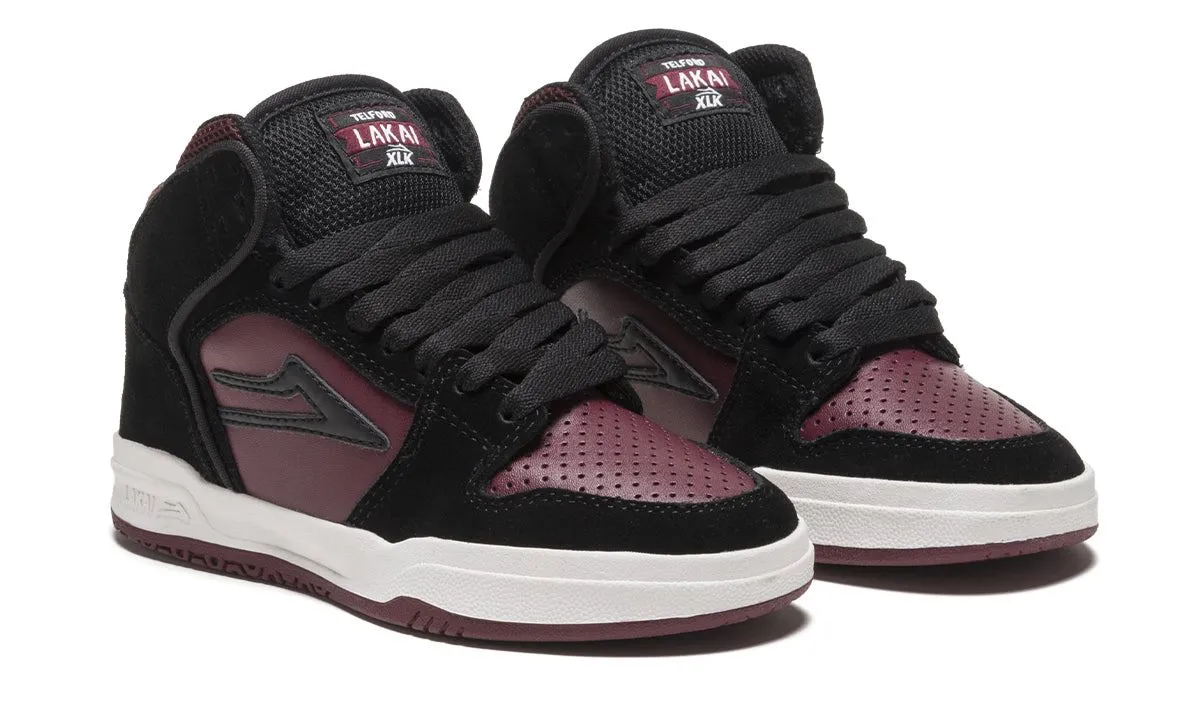 Lakai Telford Kids Skate Shoes - Black / Burgundy