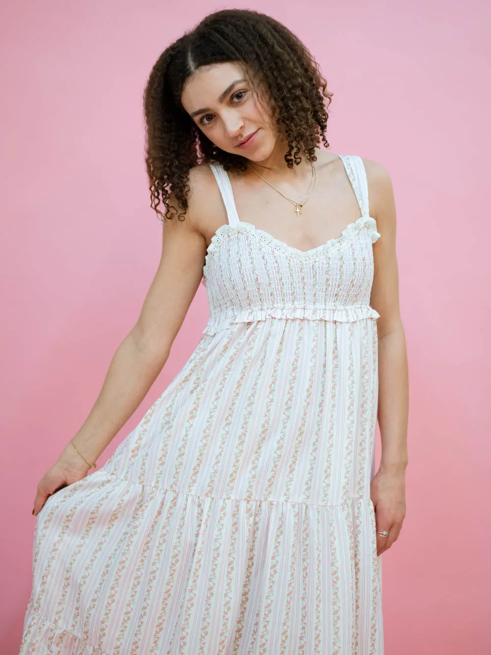 Meadow Floral Maxi Sundress - Pink