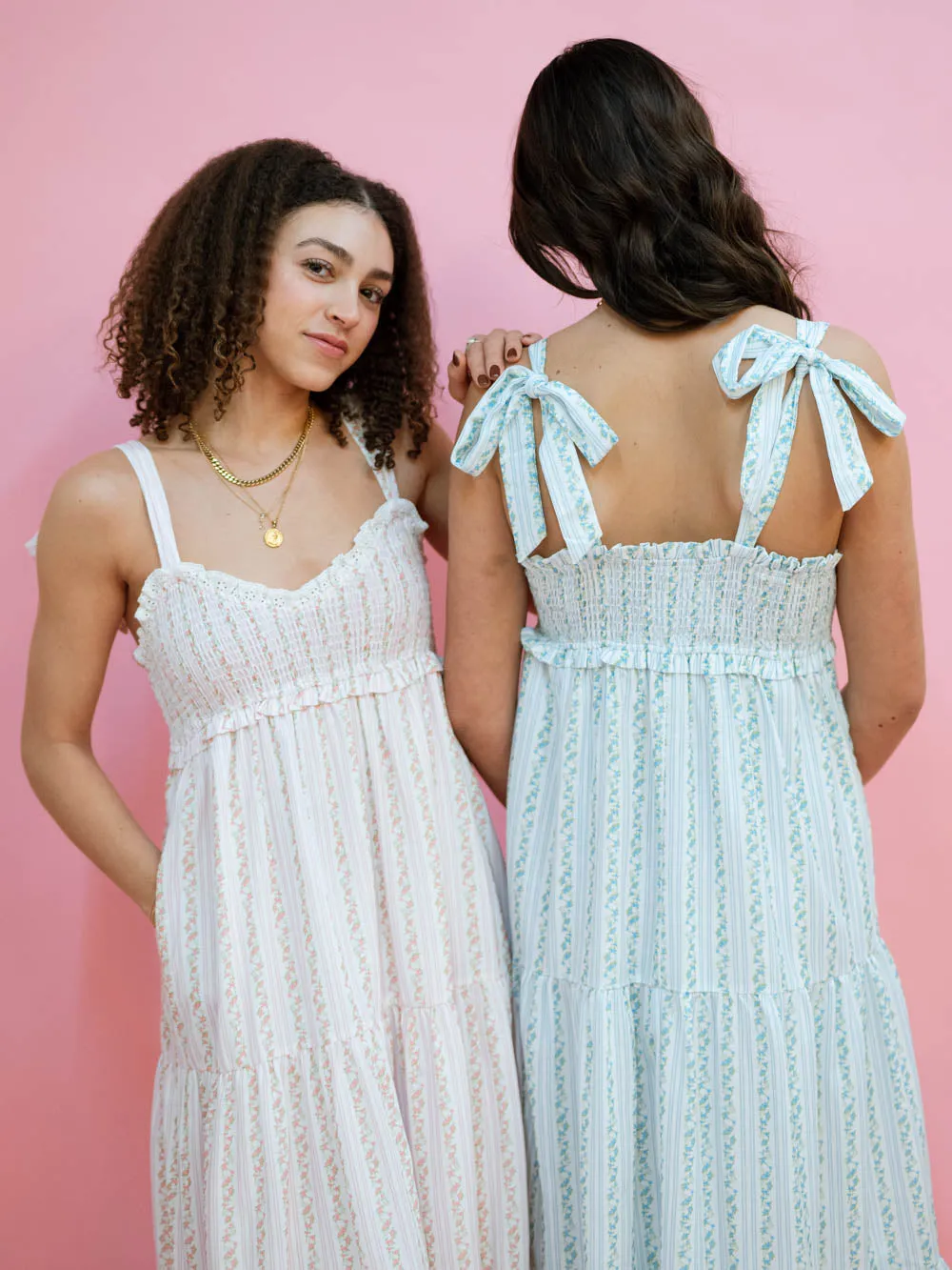 Meadow Floral Maxi Sundress - Pink