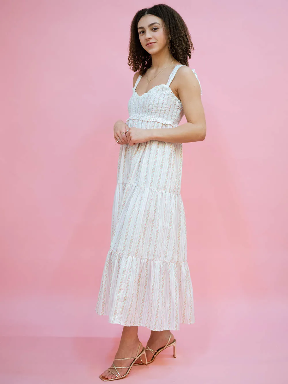 Meadow Floral Maxi Sundress - Pink