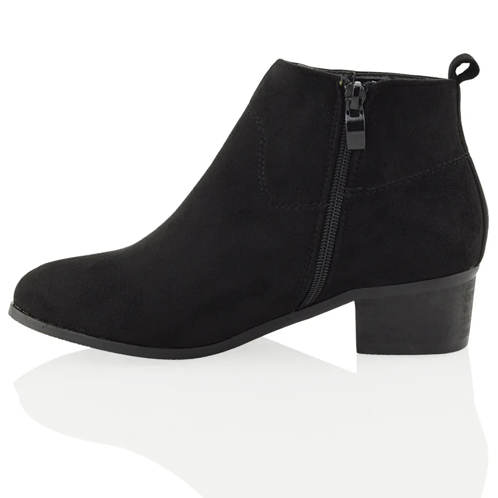 Melodie Zip Up Cowboy Ankle Boots With Low Block Heel in Beige