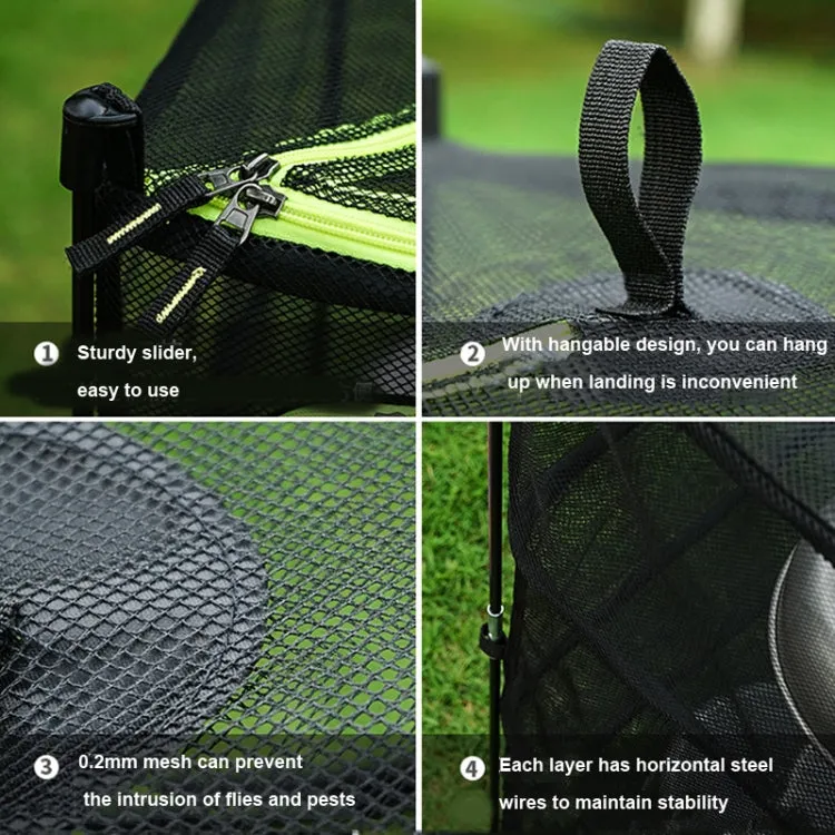 Outdoor Folding Drying Net Four-Layer Storage Basket Storage Basket Camping Drying Fish Drying Net Rack Hanging Basket(Green)