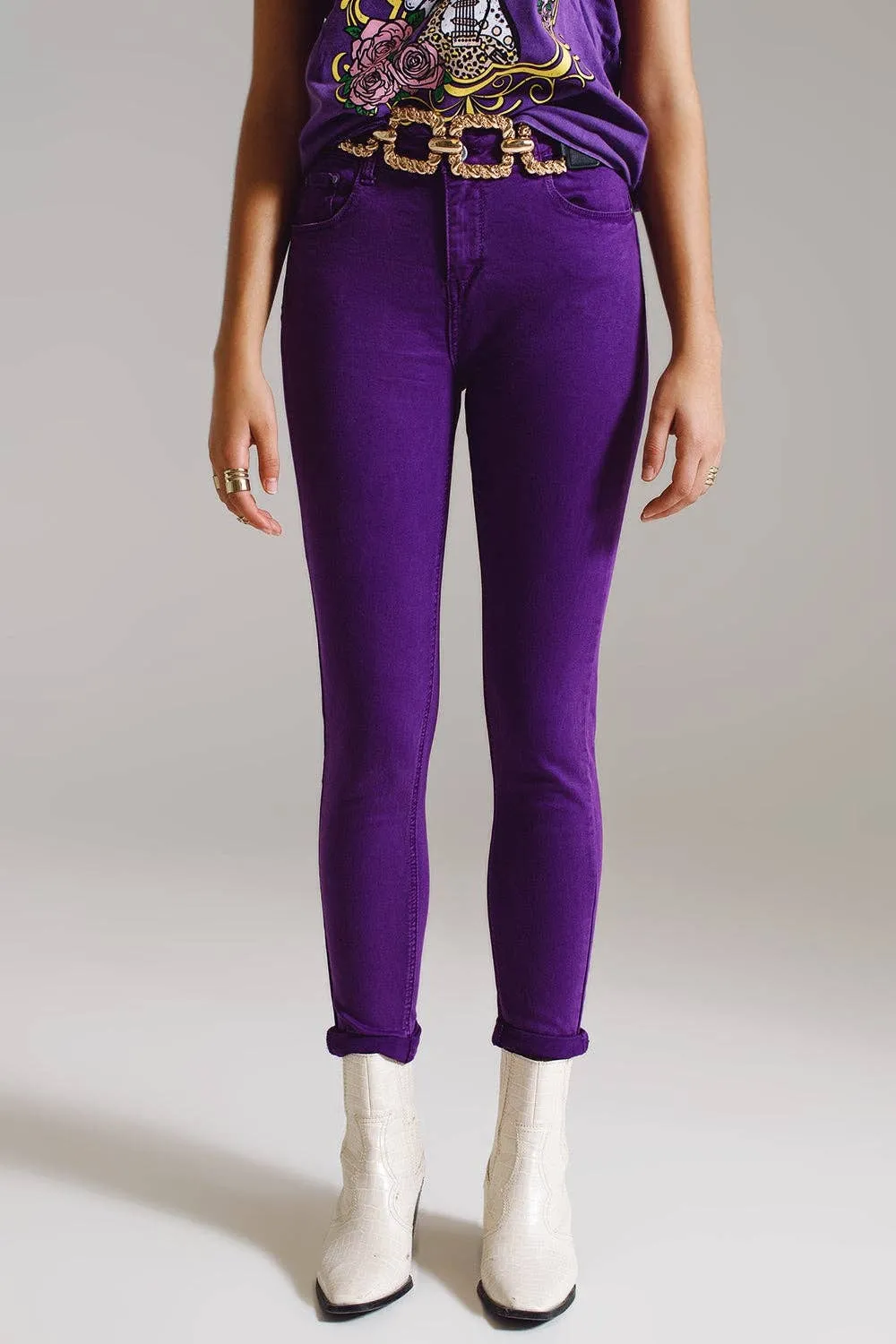 Purple Ankle Skinny Jeans