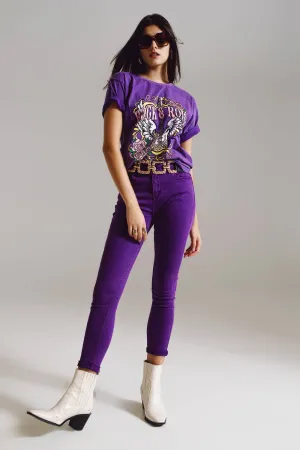 Purple Ankle Skinny Jeans