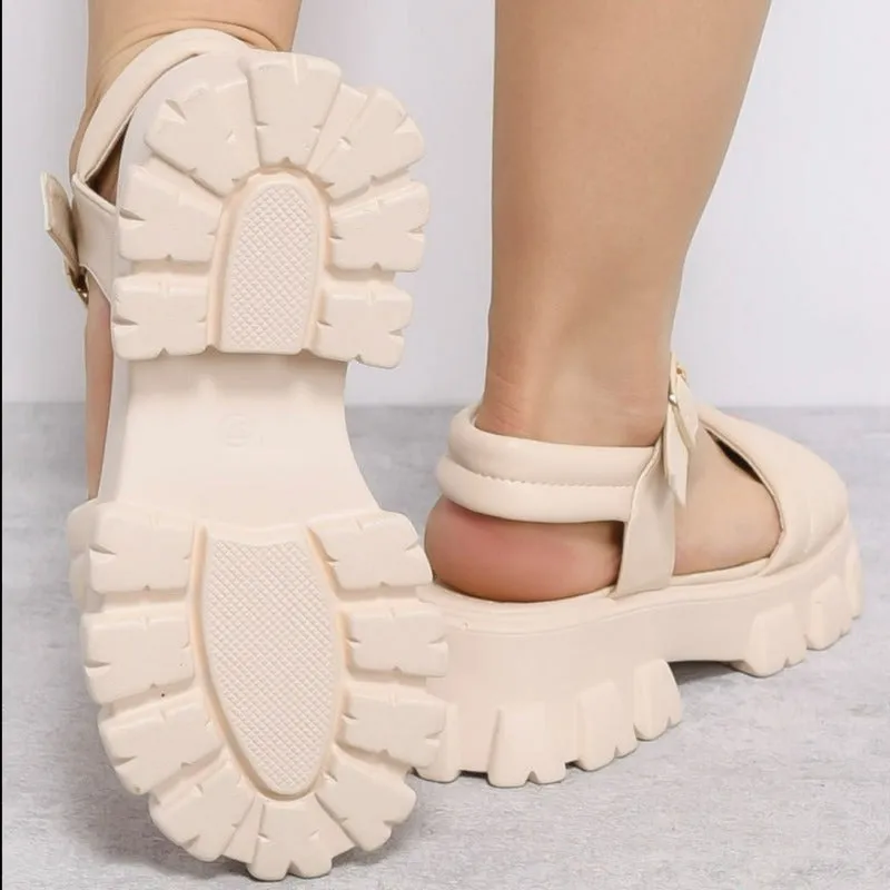 Summer Lady Buckle Strap Thick-Sole Casual Sandals