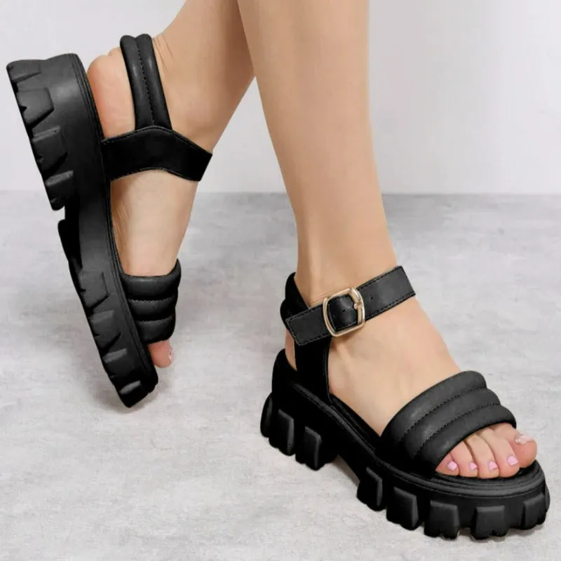 Summer Lady Buckle Strap Thick-Sole Casual Sandals