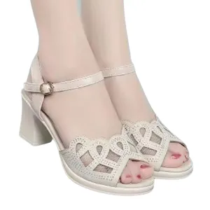 Thick Heel Peep Toe Sandals
