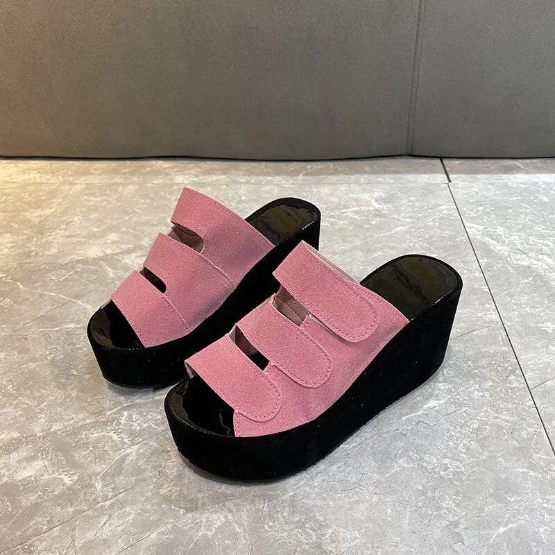 Women's Velcro Platform Wedges High Heels Sandals