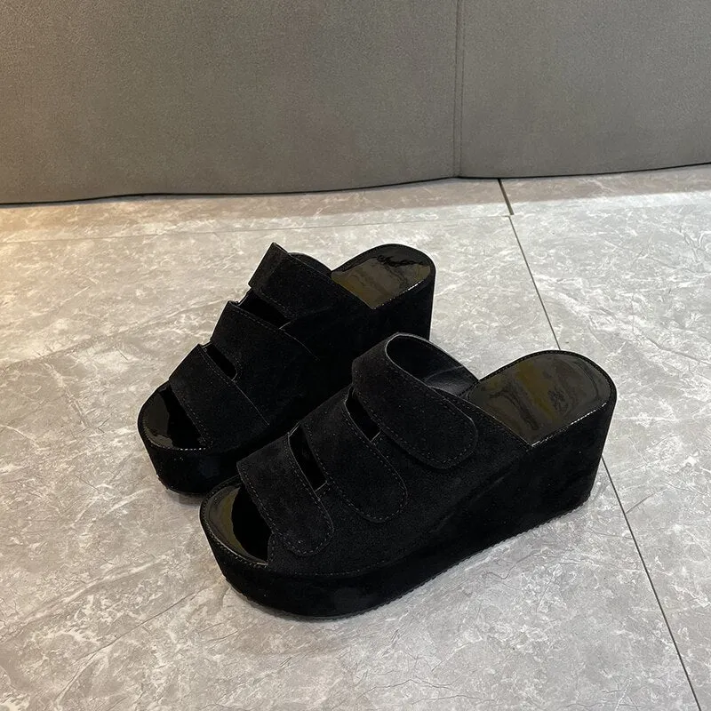Women's Velcro Platform Wedges High Heels Sandals