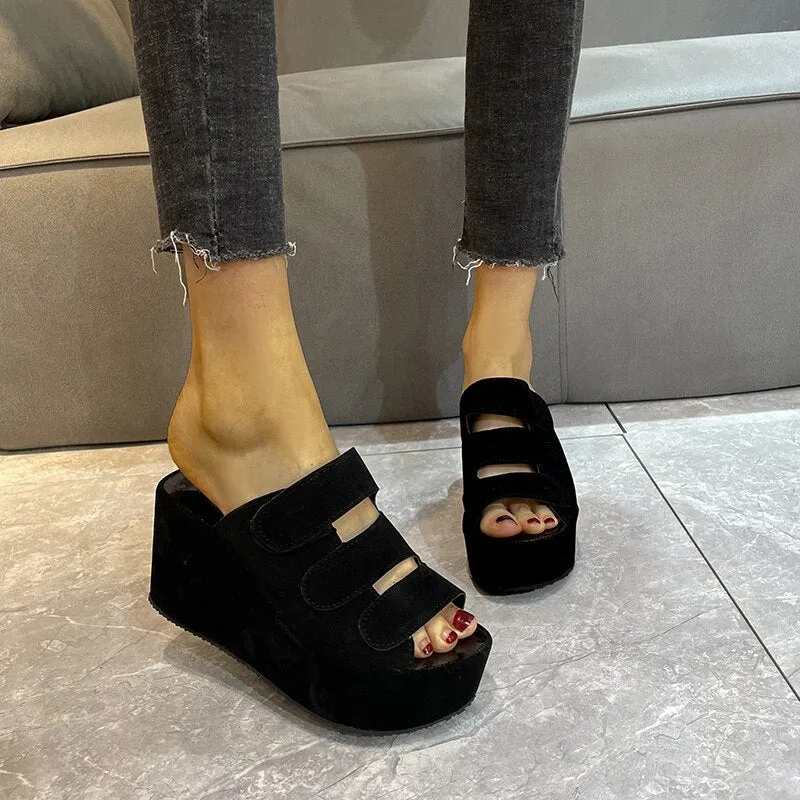 Women's Velcro Platform Wedges High Heels Sandals