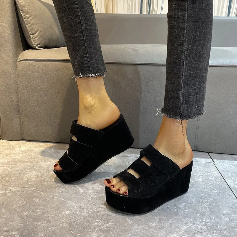 Women's Velcro Platform Wedges High Heels Sandals