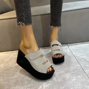 Women's Velcro Platform Wedges High Heels Sandals