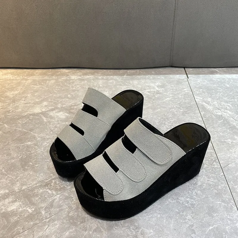 Women's Velcro Platform Wedges High Heels Sandals