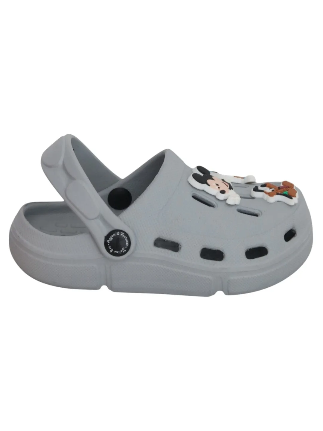 Yellow Bee Boys’ Disney Clogs with Mickey Mouse, Donald Duck & Pluto Charms – Grey