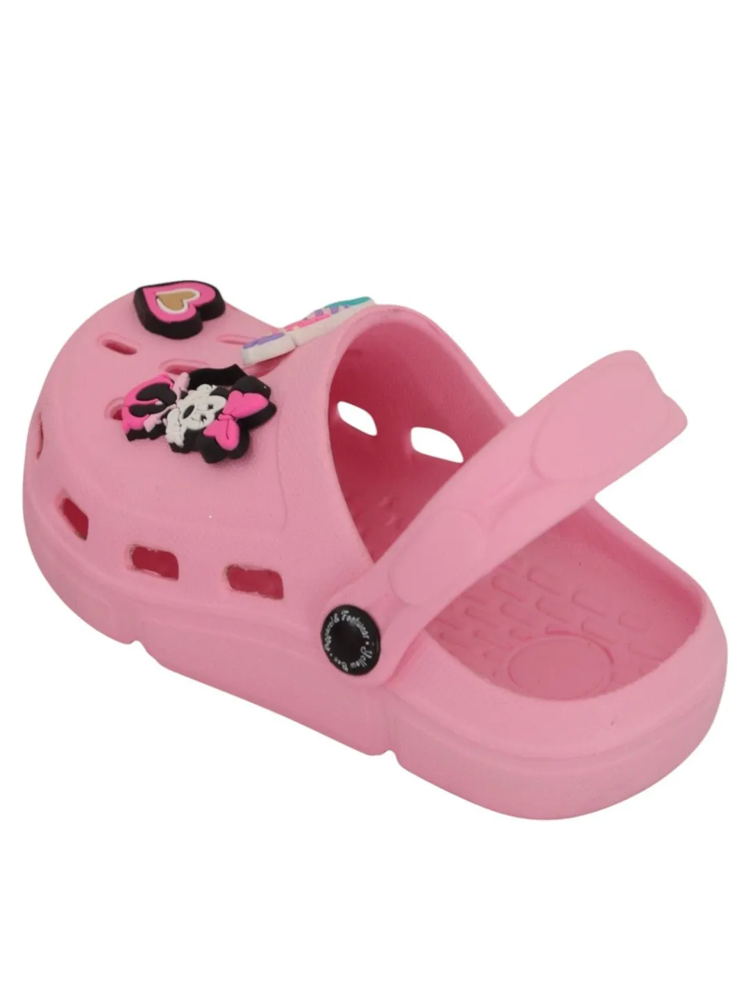 Yellow Bee Girls’ Disney Minnie Mouse Clogs with Smile & Heart Charms – Pink